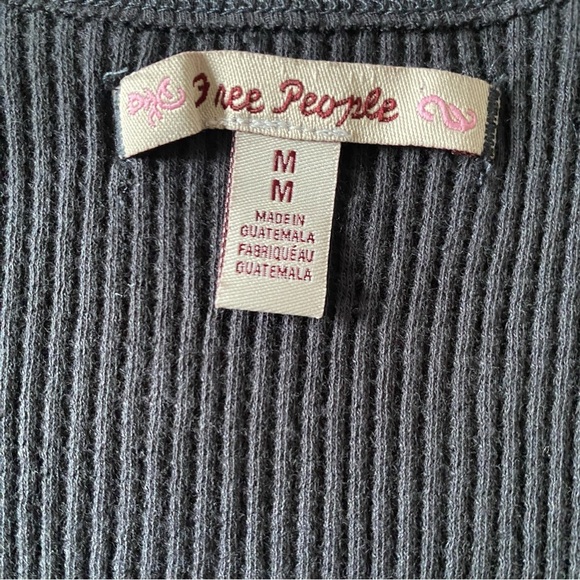 NWT Free People Santa Clara Thermal Black Long Sleeve T-Shirt Sz M - Picture 5 of 6